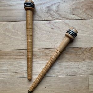 Vintage Wooden Spindles with Metal Accents